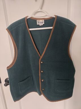 VINTAGE 90's Club House by Majestic Fleece Vest - Made in Canada - Forest Green